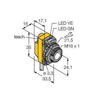 Banner Ultrasoonsensor, diffuse sensor, met schakeluitgang