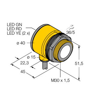 Banner Ultrasoonsensor, diffuse sensor, met schakeluitgang