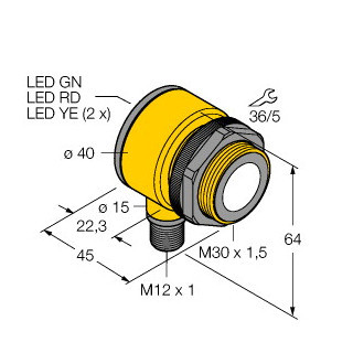 Banner Ultrasoonsensor, diffuse sensor, met analoge uitgang
