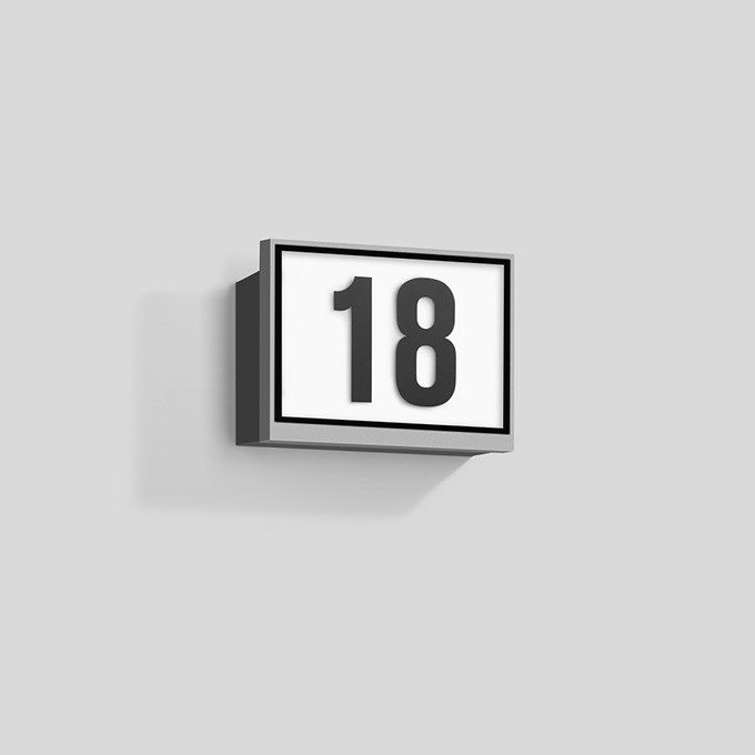 Bega Huisnummerarmatuur, met schemeringsschakelaar, zilver 3000 K