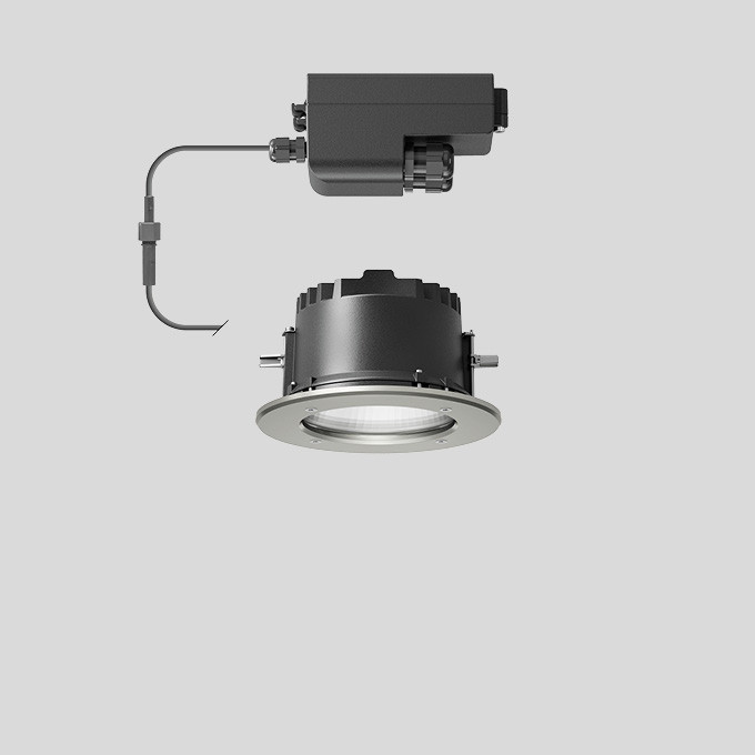 Bega Plafondinbouw-Diepstraler, voor binnen- en buiten, edelstaal 4000 K Bega Plafondinbouw-Diepstraler, voor binnen- en buiten, edelstaal 4000 K