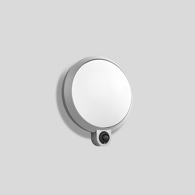 Bega Wandarmatuur Met pir-sensor, voor binnen- en buiten, zilver 3000 K