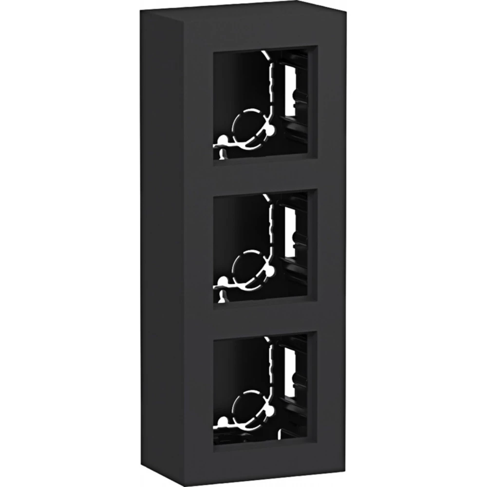 Behuizing, 3-voudig, hoog design, opbouw, A.8, nachtzwart mat