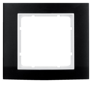 Hager Berker B.3 afdekraam 1-voudig aluminium zwart (binnenring polarwit mat)