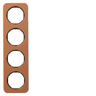 Hager Berker R.1 afdekraam 4-voudig bruin leder (binnenring zwart)