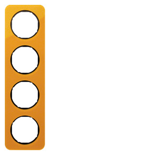 Hager Berker R.1 afdekraam 4-voudig oranje transparant acryl (binnenring zwart)