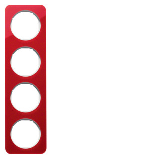 Hager Berker R.1 afdekraam 4-voudig rood transparant acryl (binnenring wit)