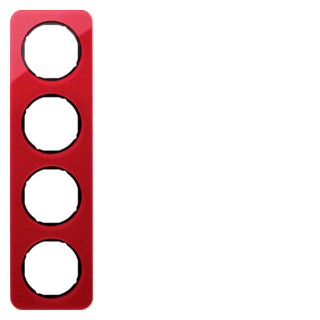 Hager Berker R.1 afdekraam 4-voudig rood transparant acryl (binnenring zwart)