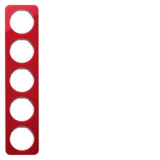 Hager Berker R.1 afdekraam 5-voudig rood transparant acryl (binnenring wit)