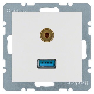 Hager Berker Berker Ber usb / 3,5 MM audio wandcon