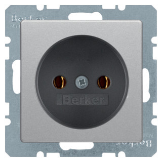 Berker Q.1/Q.3 wandcontactdoos inbouw (stucwerk) 1V aluminium