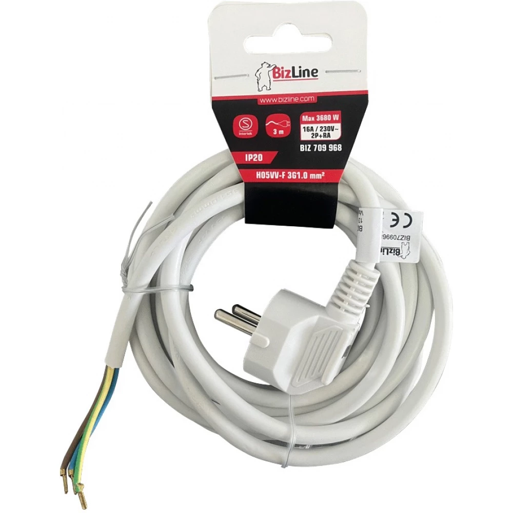 Bizline Aansluitleiding netsnoer 2x0.75MM2 wit euro 1.5M