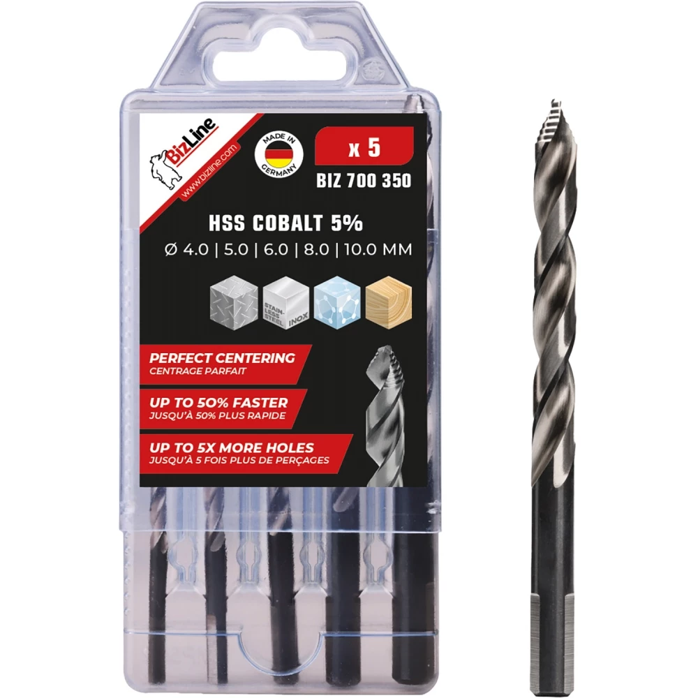 Bizline Borenset metaalboren HSS cobalt 5-delig