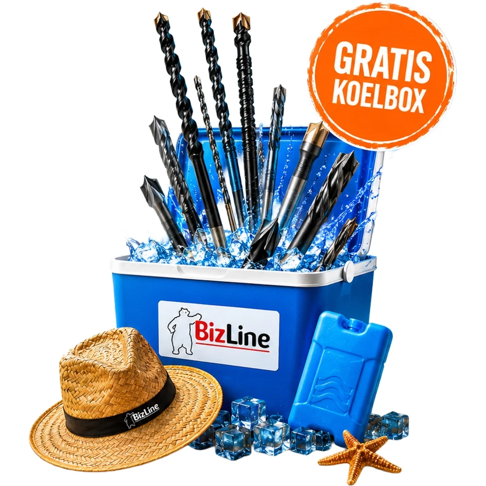 Bizline Zomer koel deal SDS-boren speedboren houtboren pluggen en schroeven + gratis koelbox koelelement & strohoedje