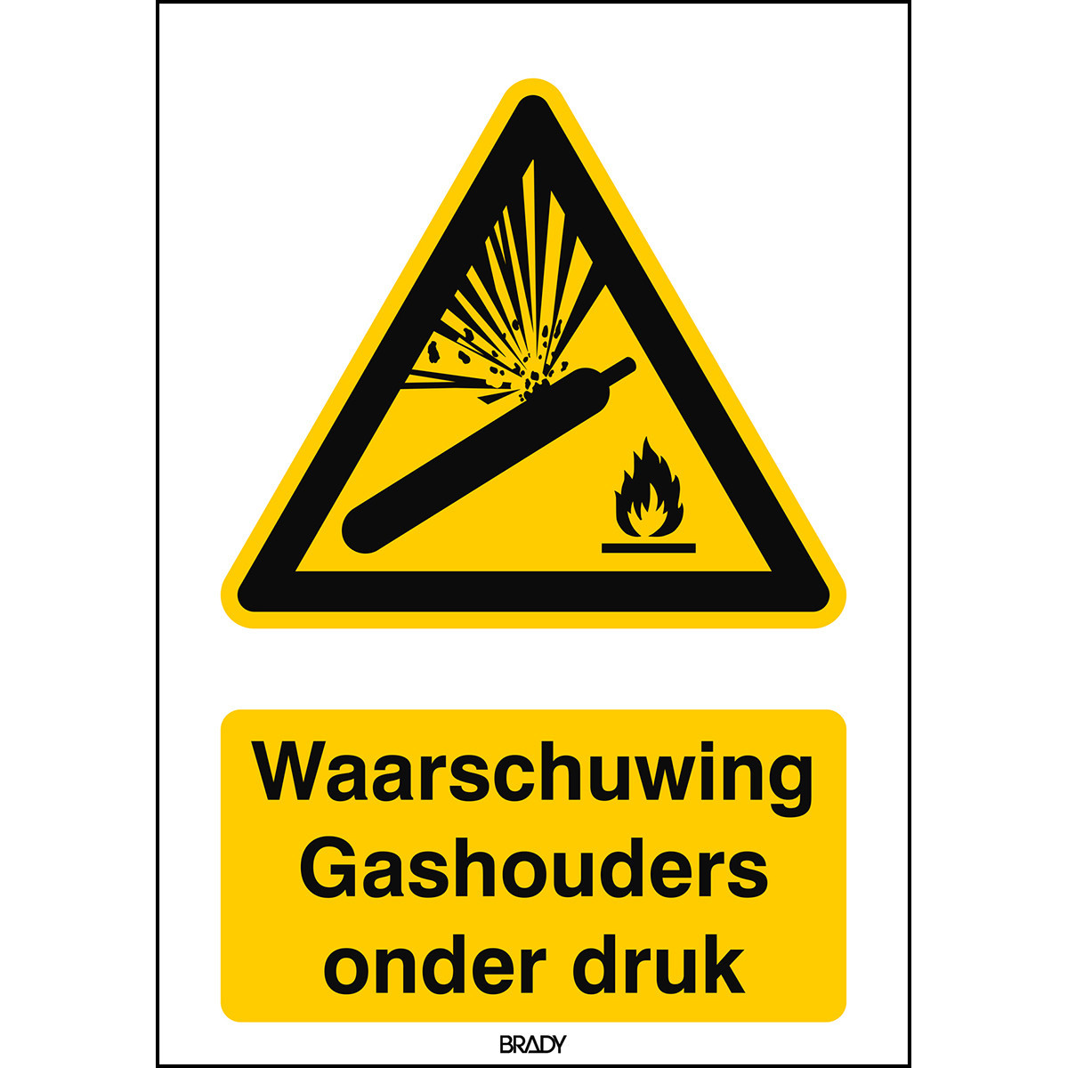 Brady B86HA408B722 Iso 7010 pictogrammen - waarschuwing: gashouders onder druk
