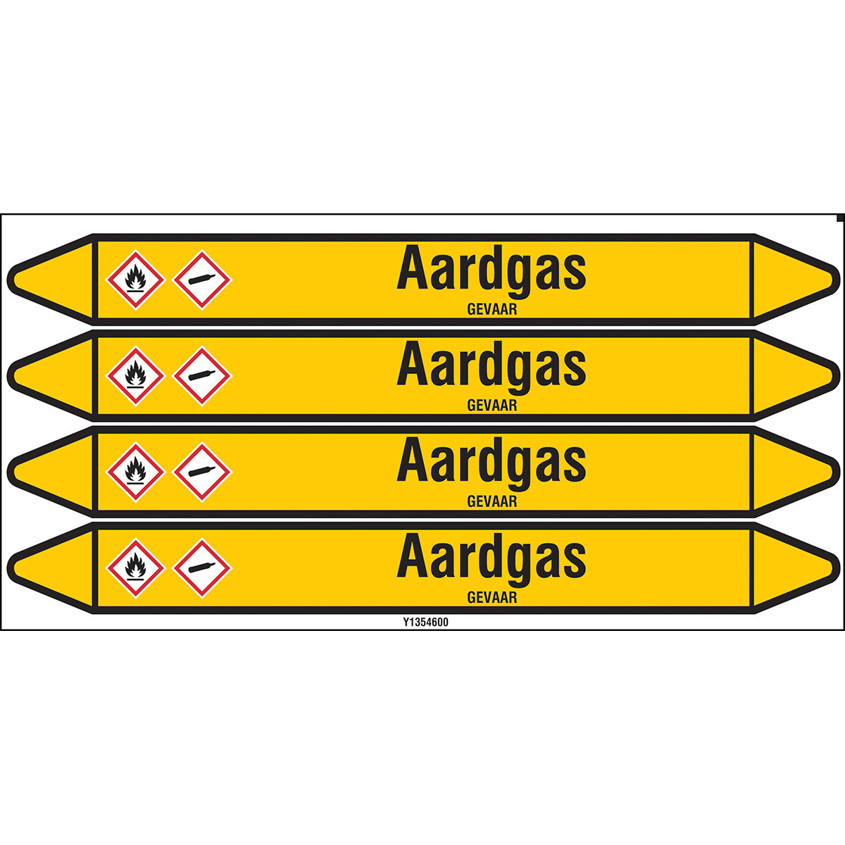 Brady B82HA382B639 Individuele Leidingmerkers op kaart met geperforeerde pijlen, met pict