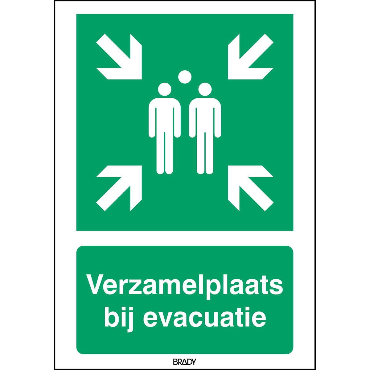 Brady B86HA408B722 Iso-Veiligheidspictogram - verzamelplaats bij evacuatie