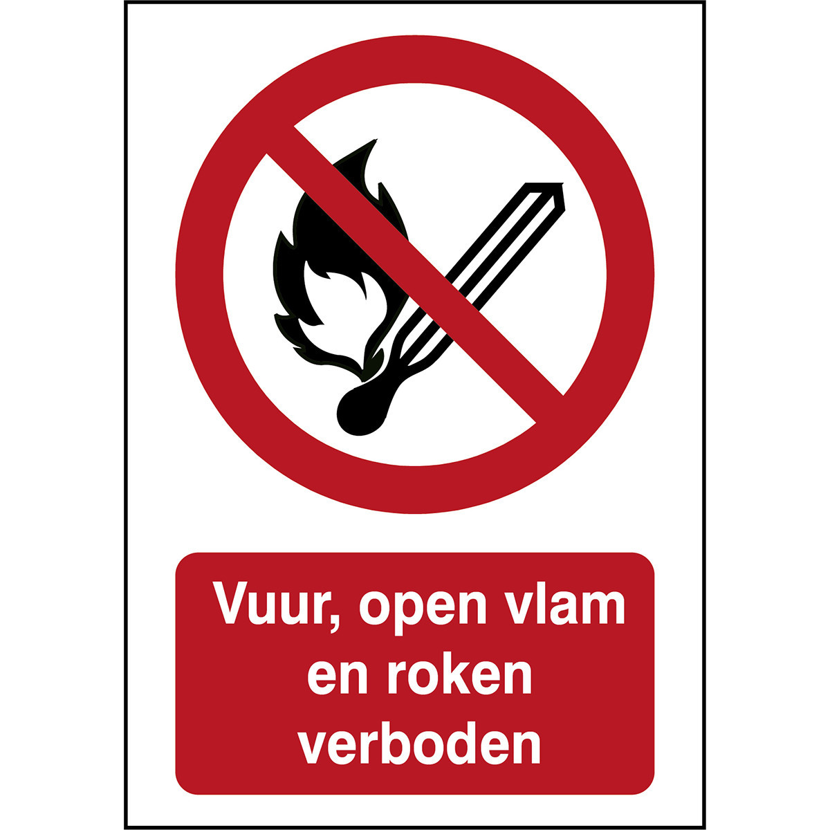 Brady B86HA408B722 Iso-Veiligheidspictogram - vuur, open vlam en roken verboden