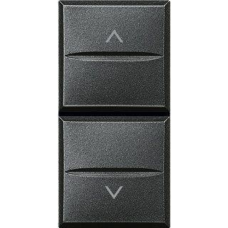 Bticino Axolute antraciet dubbele jaloezie pulsdrukker 1M