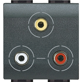 Bticino Living light antraciet connector 3xrca 2 modules