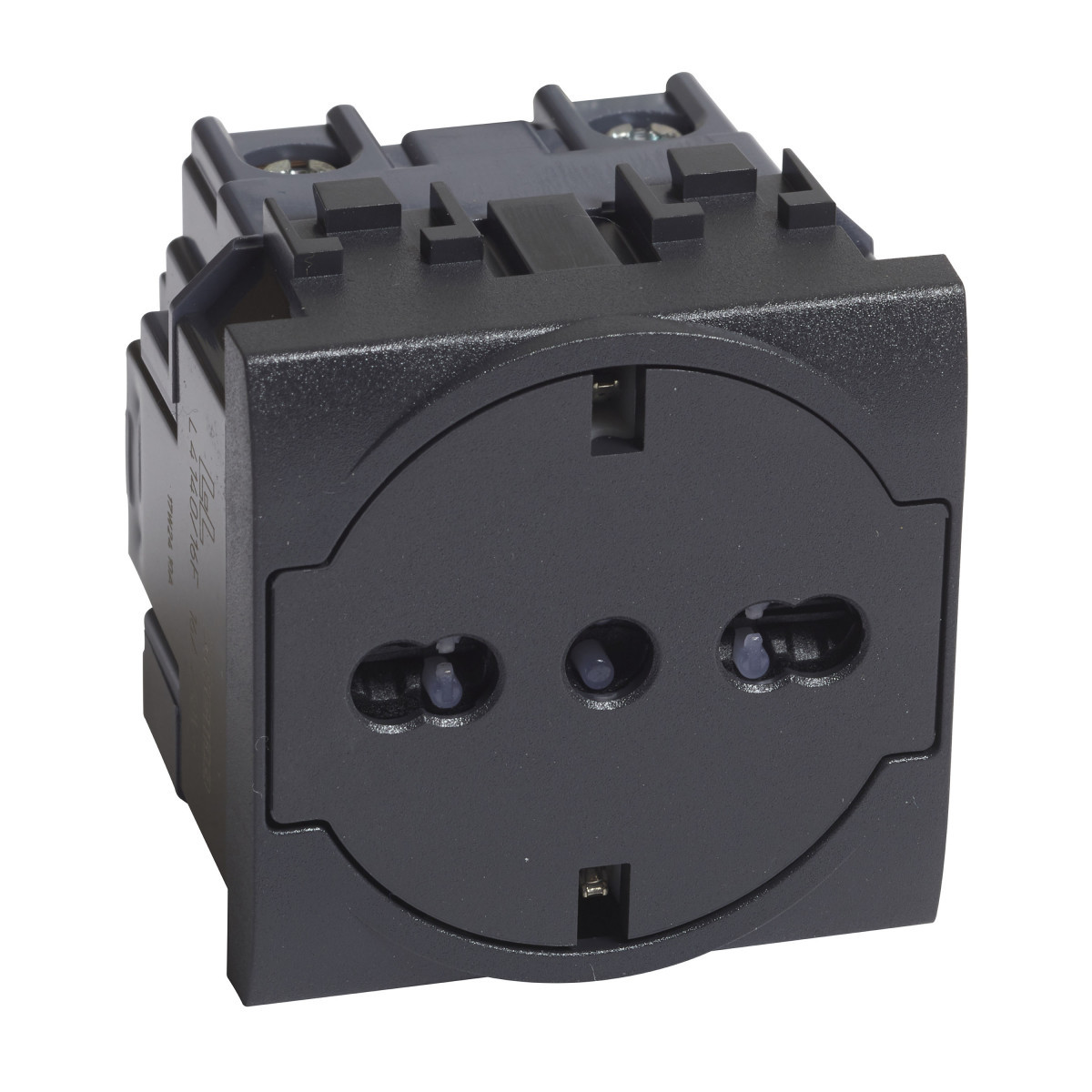 BTicino Schakelmateriaal Livinglight WCD 2p+a duits/italiaans 16a - vlak - antraciet - 2 mod