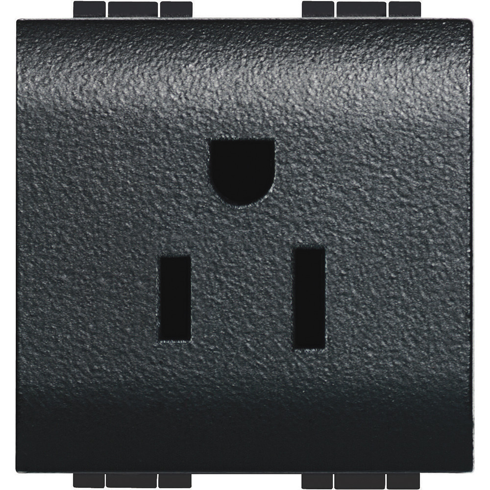 BTicino LivingLight Livinglight WCD 2p+a usa 15a - 125V zwart 2 modules