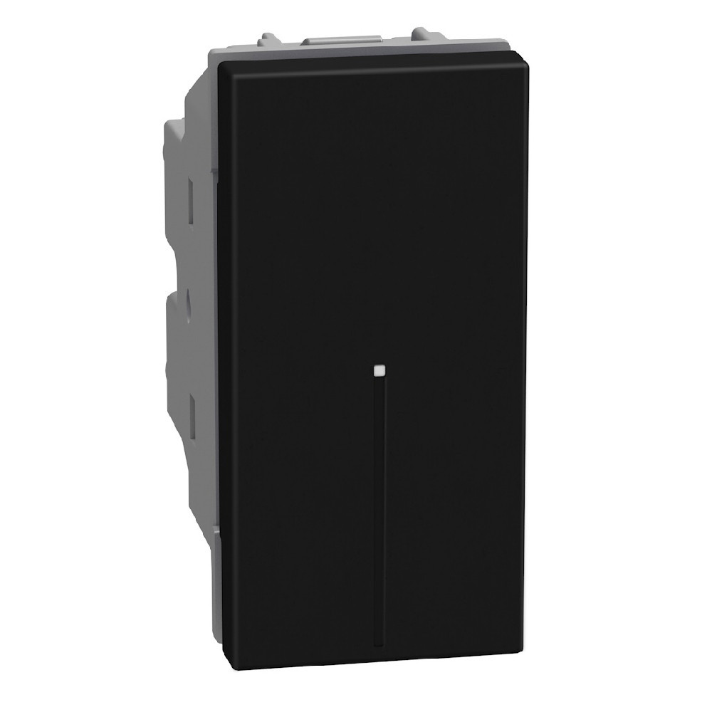 BTicino Schakelmateriaal Light Now axiale drukknop no 10a - 1 module - zwart