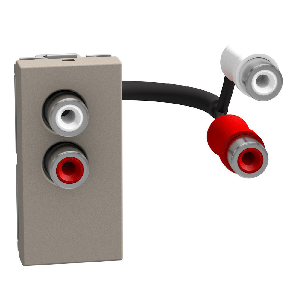 BTicino Schakelmateriaal Light Now dubbele rca contactdoos 1 mod - stone