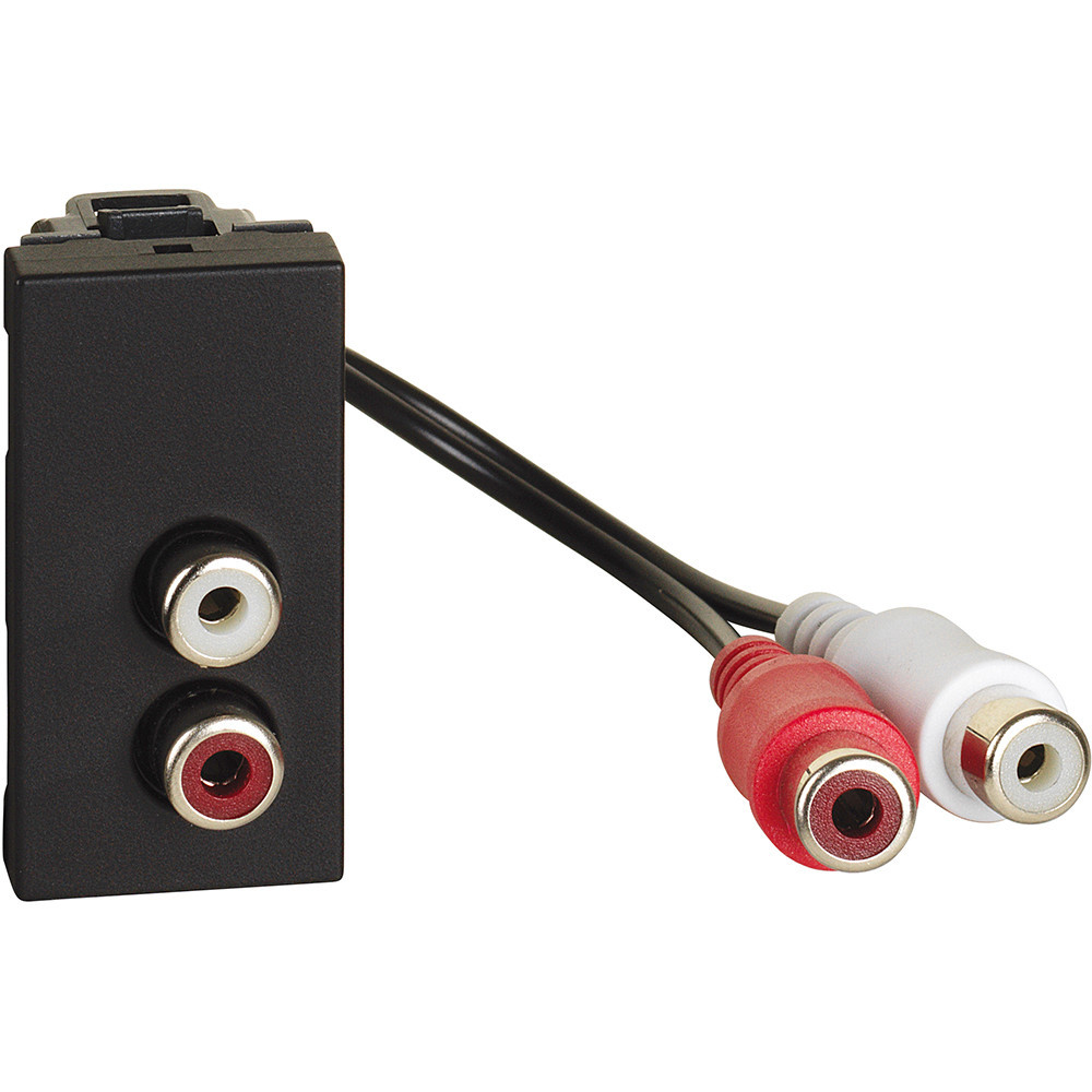 BTicino Schakelmateriaal Light Now dubbele rca contactdoos 1 mod - zwart