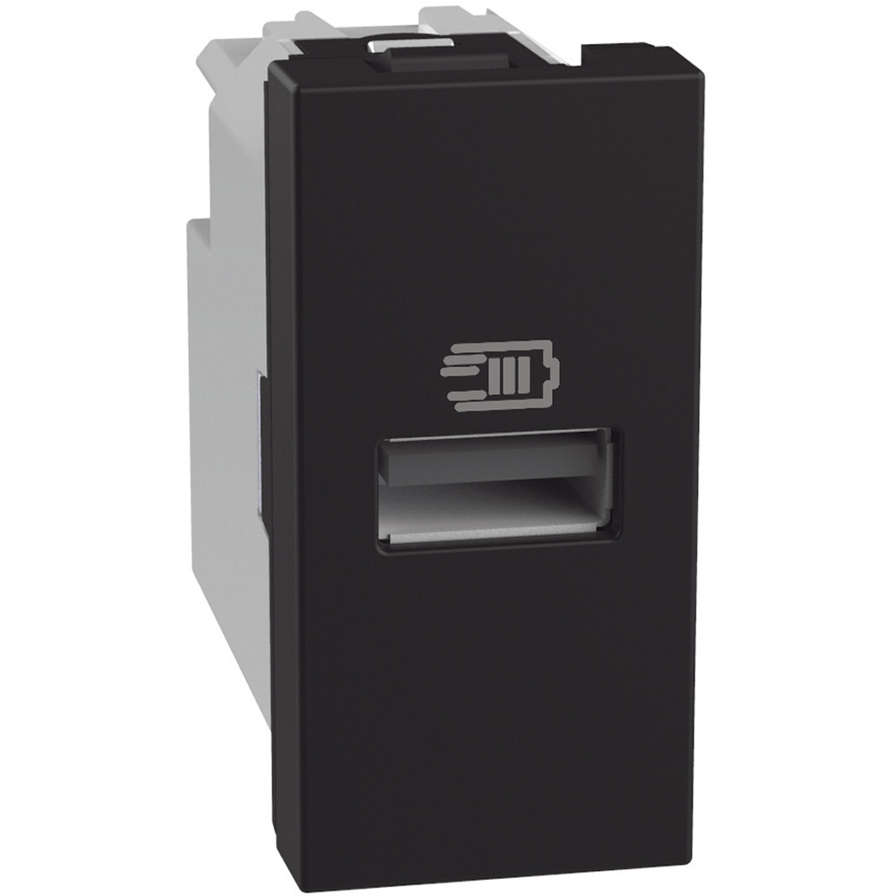 BTicino Schakelmateriaal Light Now usb oplader type A - 15W - 1 module - zwart