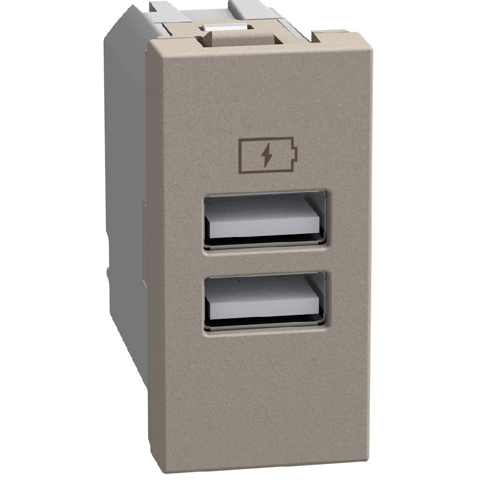 BTicino Schakelmateriaal Light Now usb oplader type a+a - 15W - 1 module - stone