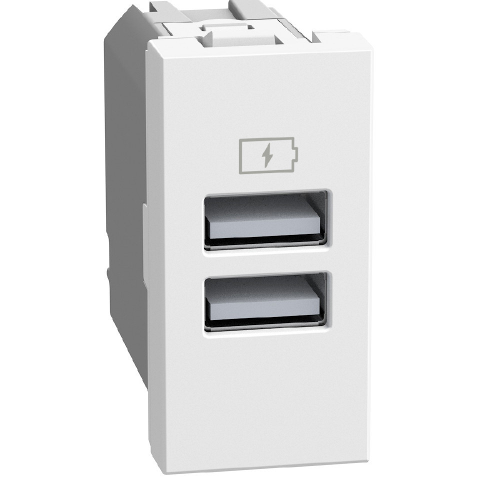 BTicino Schakelmateriaal Light Now usb oplader type a+a - 15W - 1 module - wit