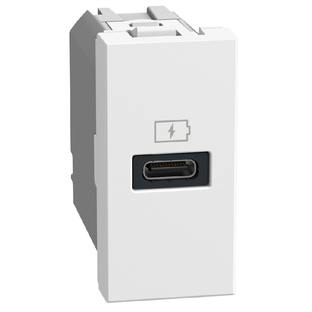 BTicino Schakelmateriaal Light Now usb oplader type C - 20W power delivery - 1 module - wit