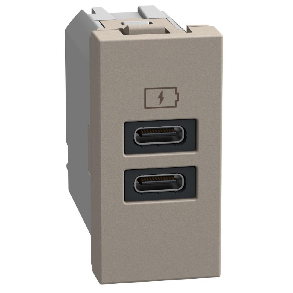 BTicino Schakelmateriaal Light Now usb oplader type C+C - 15W - 1 module - stone