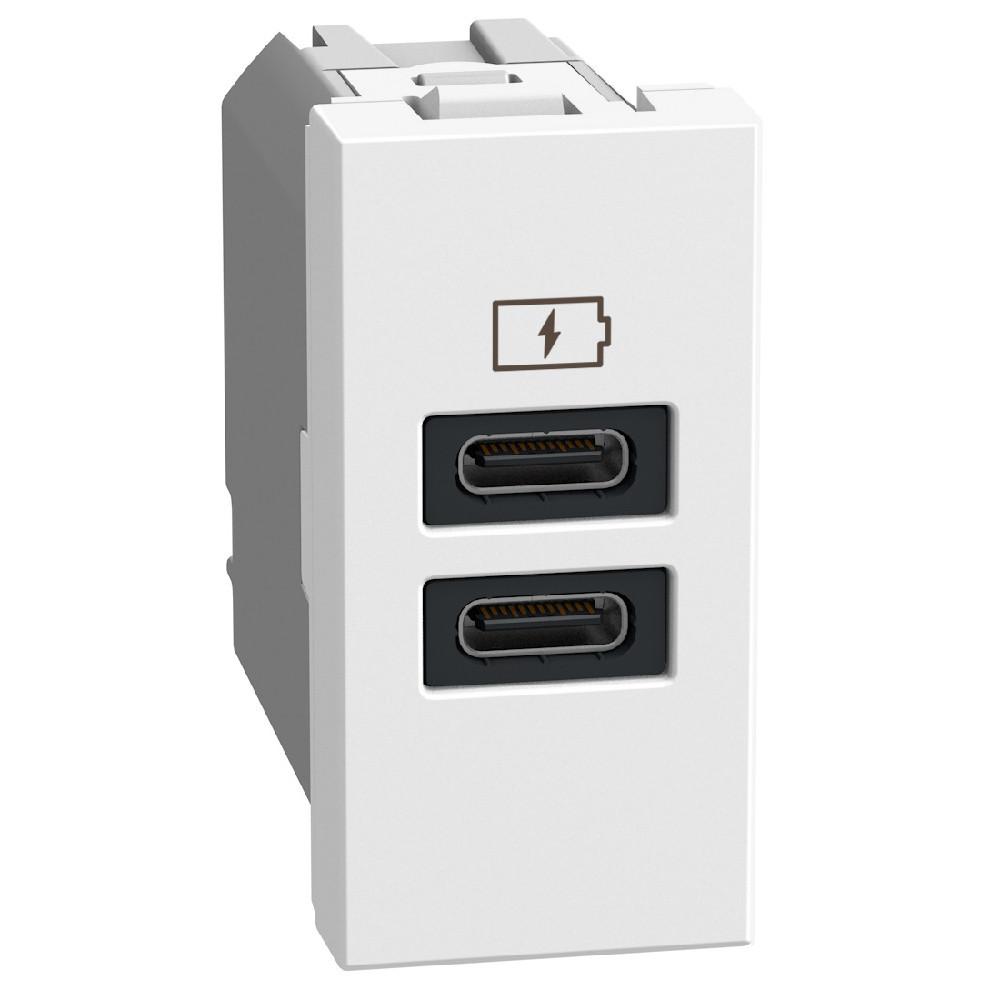 BTicino Schakelmateriaal Light Now usb oplader type C+C - 15W - 1 module - wit