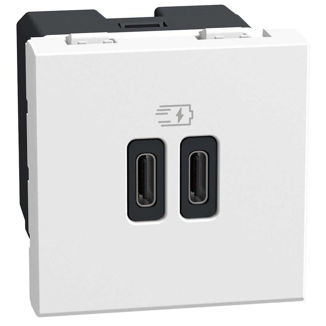 BTicino Schakelmateriaal Light Now usb oplader type C+C - 20W power delivery - 2 modules - wit