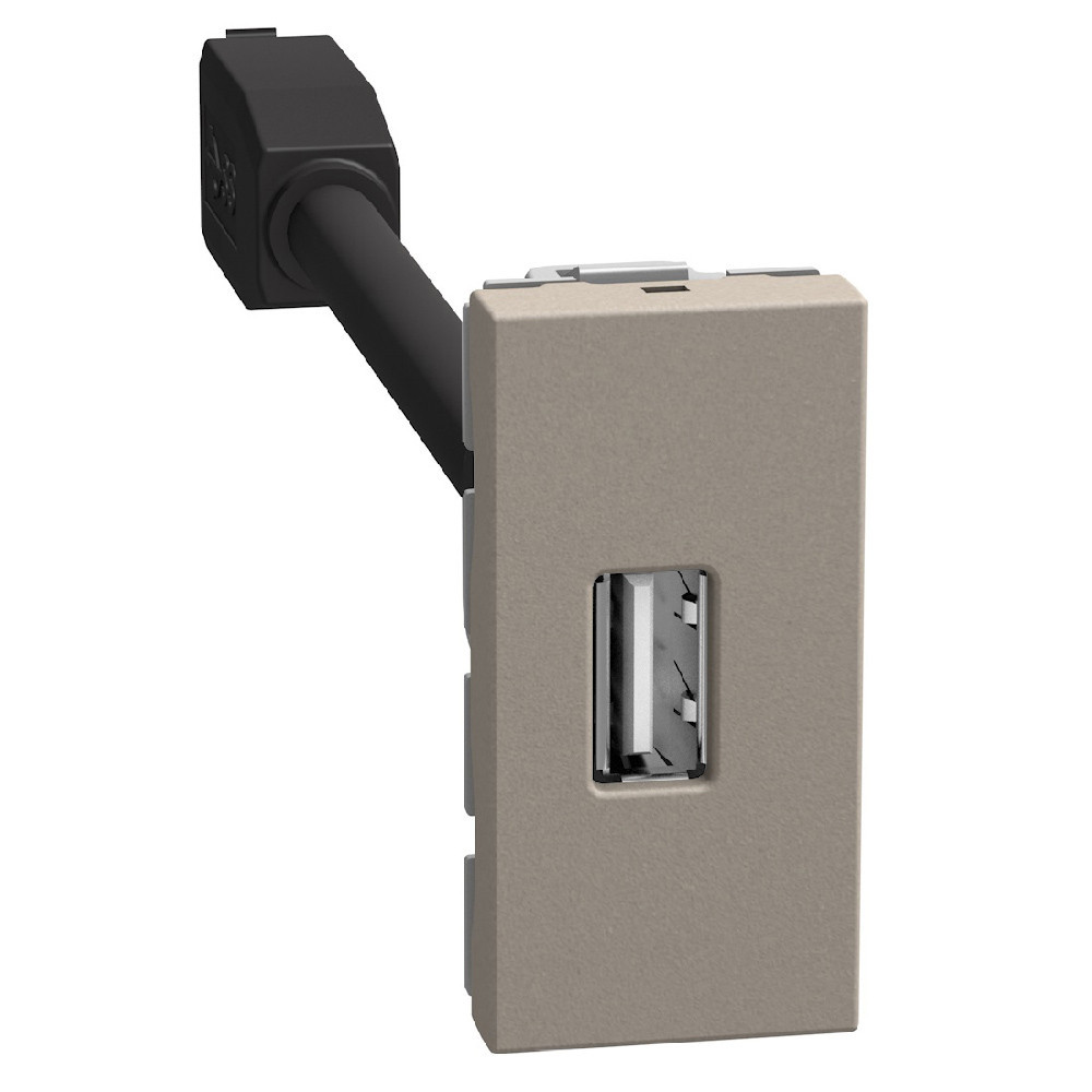 BTicino Schakelmateriaal Light Now voorbedrade usb-A connect. 1 mod stone