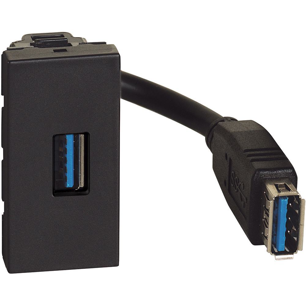 BTicino Schakelmateriaal Light Now voorbedrade usb-A connect. 1 mod zwart