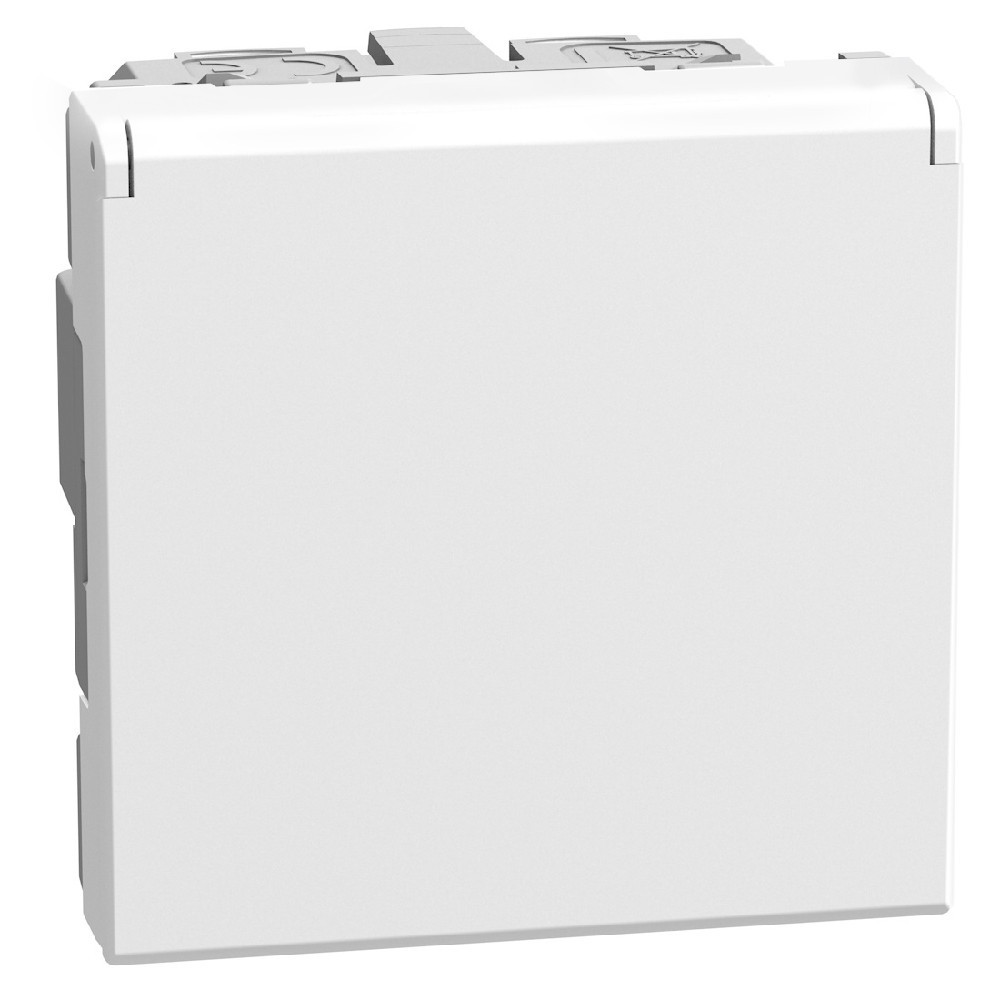 BTicino Schakelmateriaal Light Now WCD 2p+penaarde met klapdeksel - 2 modules - wit