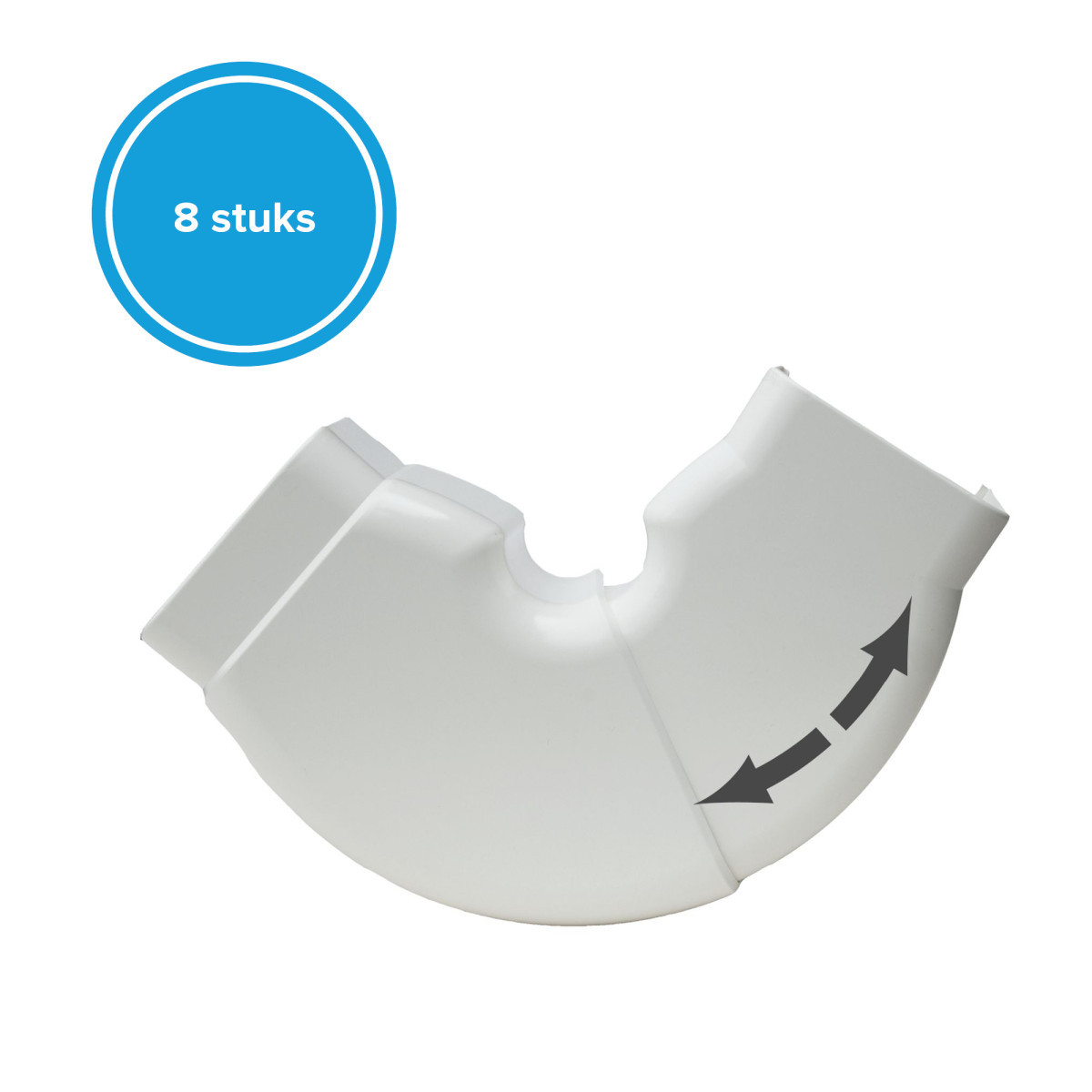 Canalit Leidingkanaal airco hulpstuk Beweegbare Platte bocht 125x75mm wit ral9010, 8 stuks zonder folie