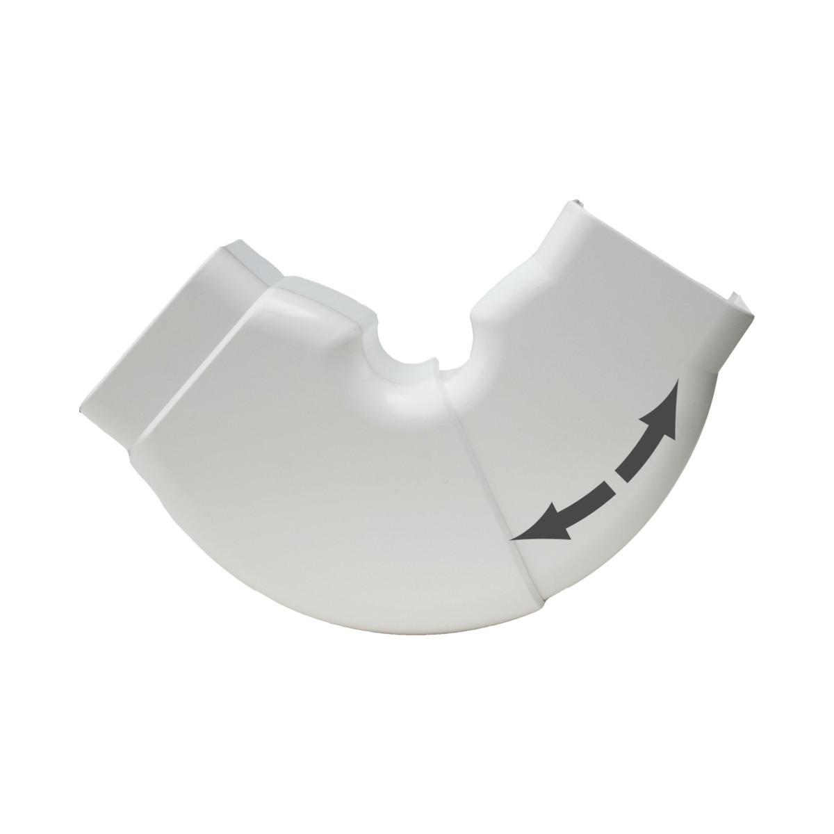 Canalit Leidingkanaal airco hulpstuk Beweegbare Platte bocht 125x75mm wit ral9010