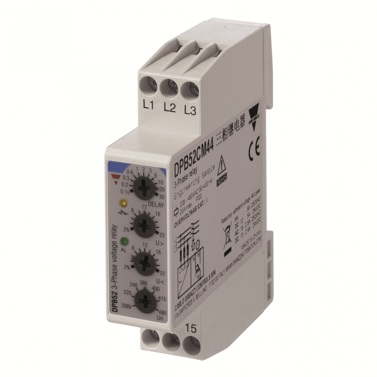 Carlo Gavazzi CG fasebew.rel 3-F volg&breuk&onder&over 125-624vac drieh 17.5MM din