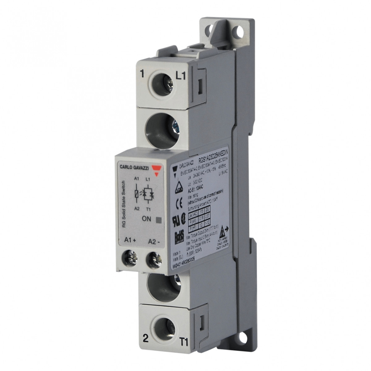 Carlo Gavazzi CG solid state 1-F ZC 600vac 12aac inp 20-275vac/24-190DC E-SCH din-RL