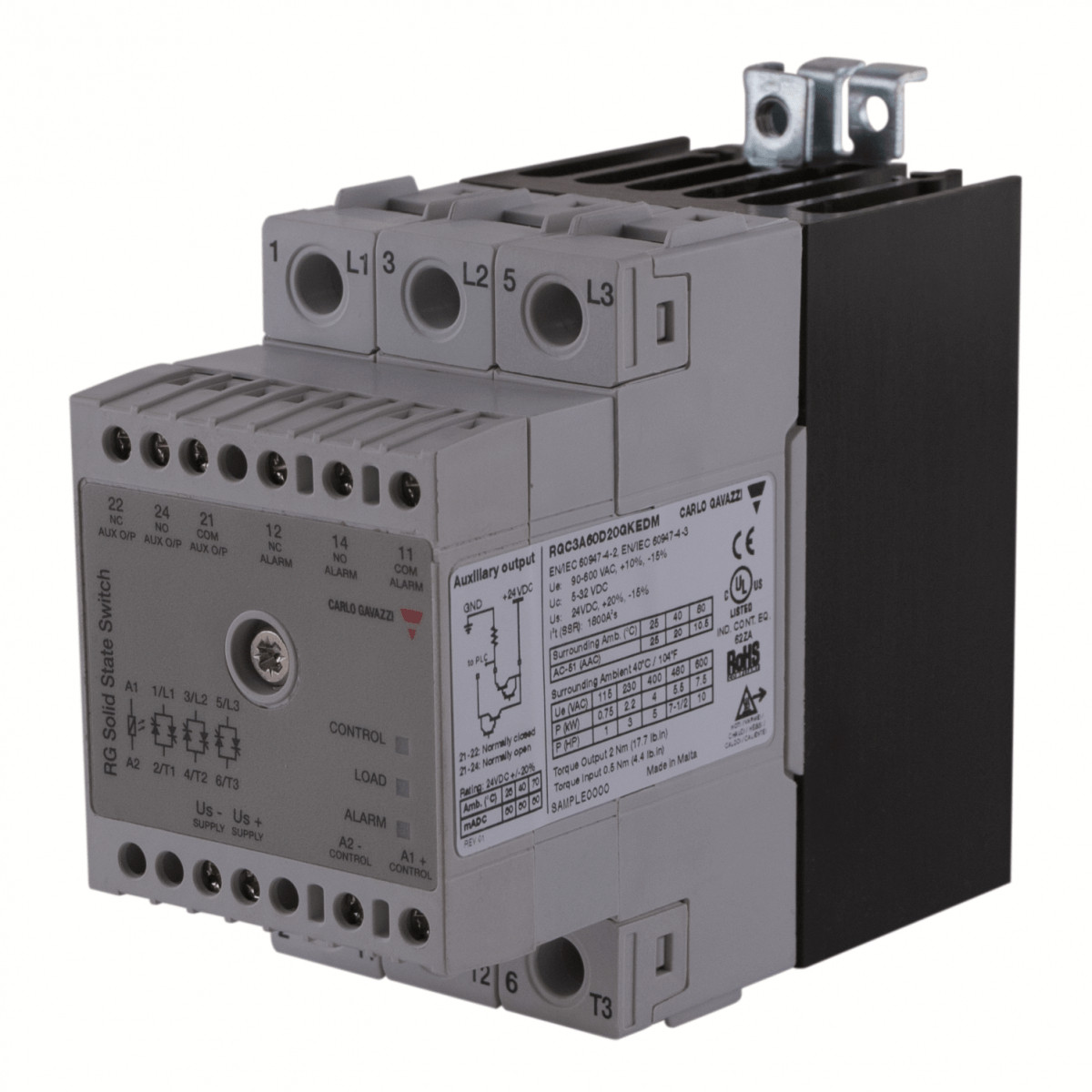Carlo Gavazzi CG solid state 2-fase ZS 600vac 3x25aac inp 5-32VDC E bew.func ext ac