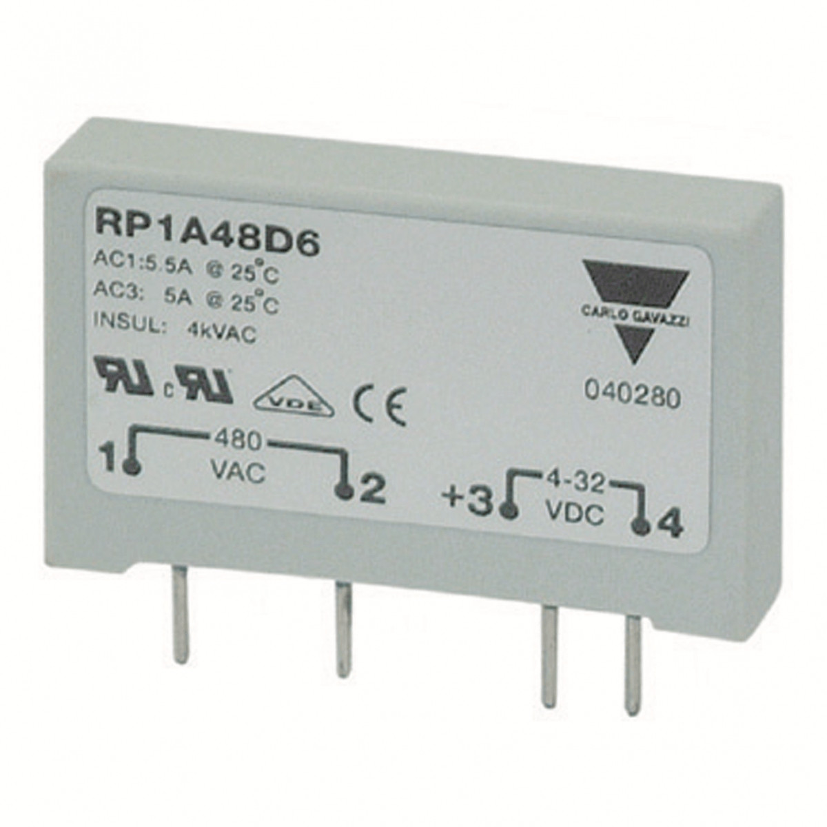 Carlo Gavazzi CG solid state relais 1-fase io printmontage 400vac 6aac inp 3-32VDC