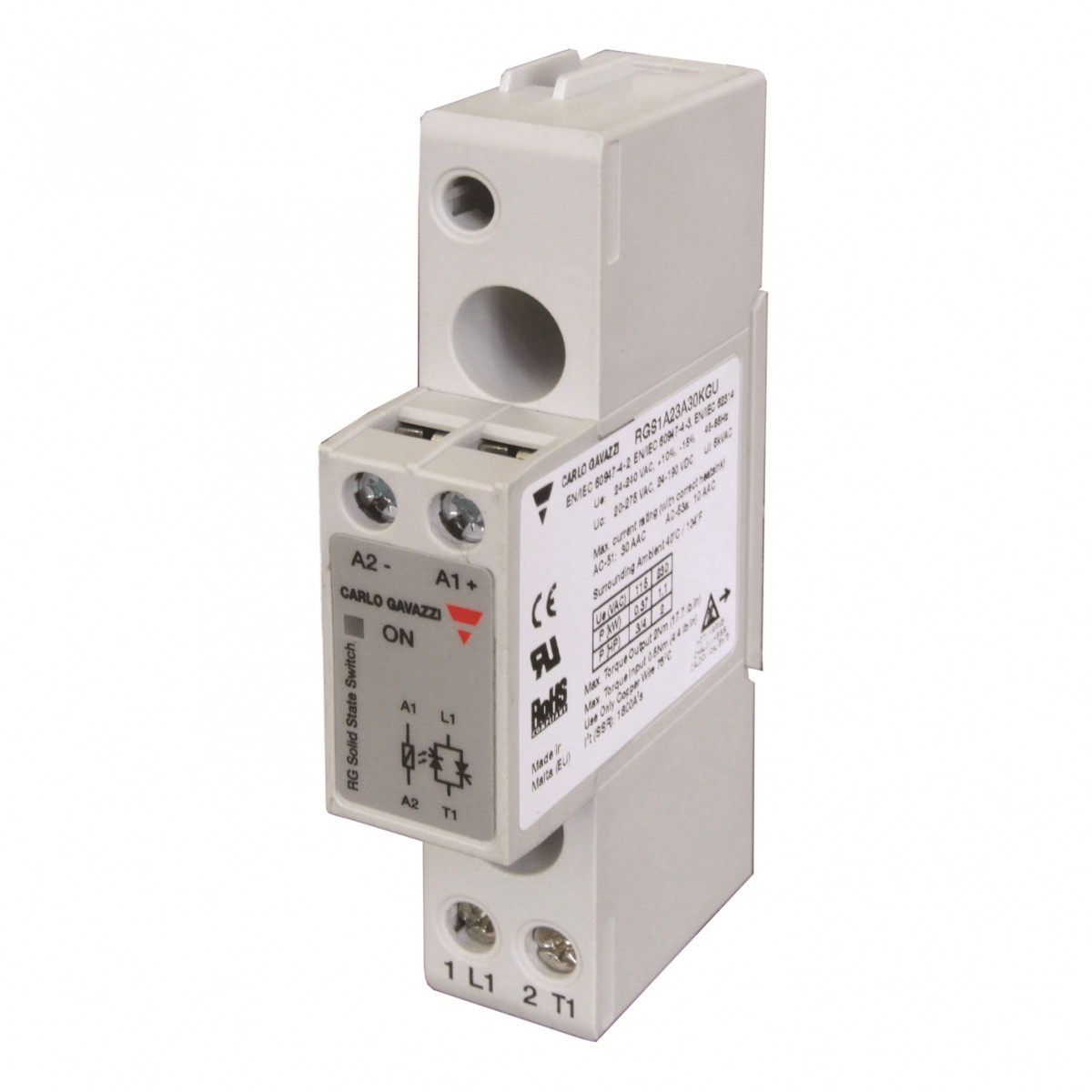 Carlo Gavazzi CG solid state relais 1-fase ZC 600vac/30aac inp 4-32VDC U-SCHR