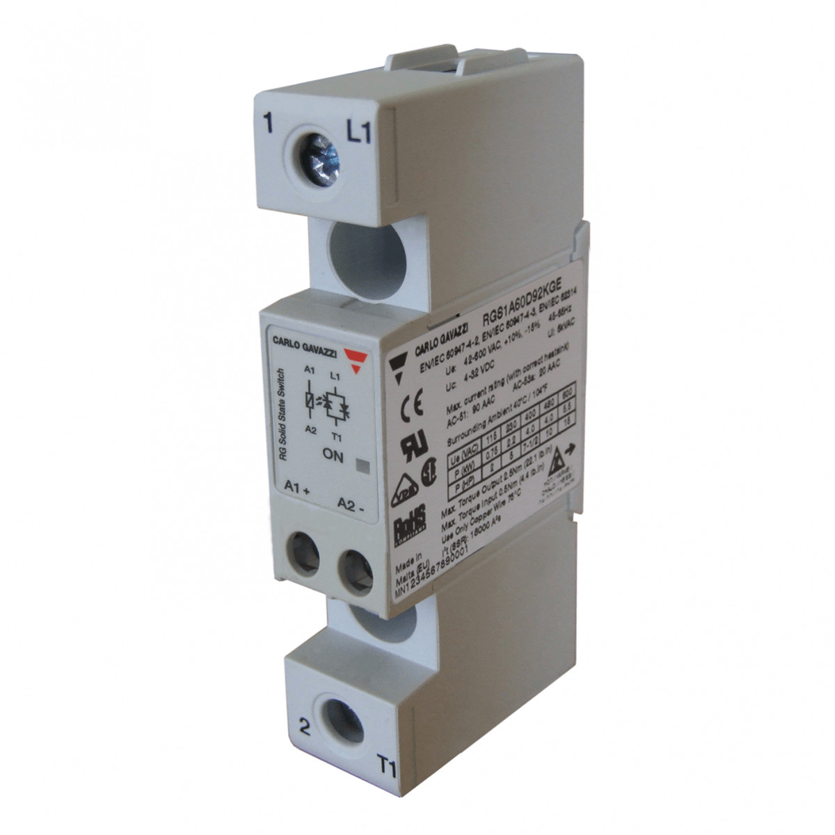 Carlo Gavazzi CG solid state relais 1-fase ZC 600vac/50aac inp 4-32VDC E-SCHR box