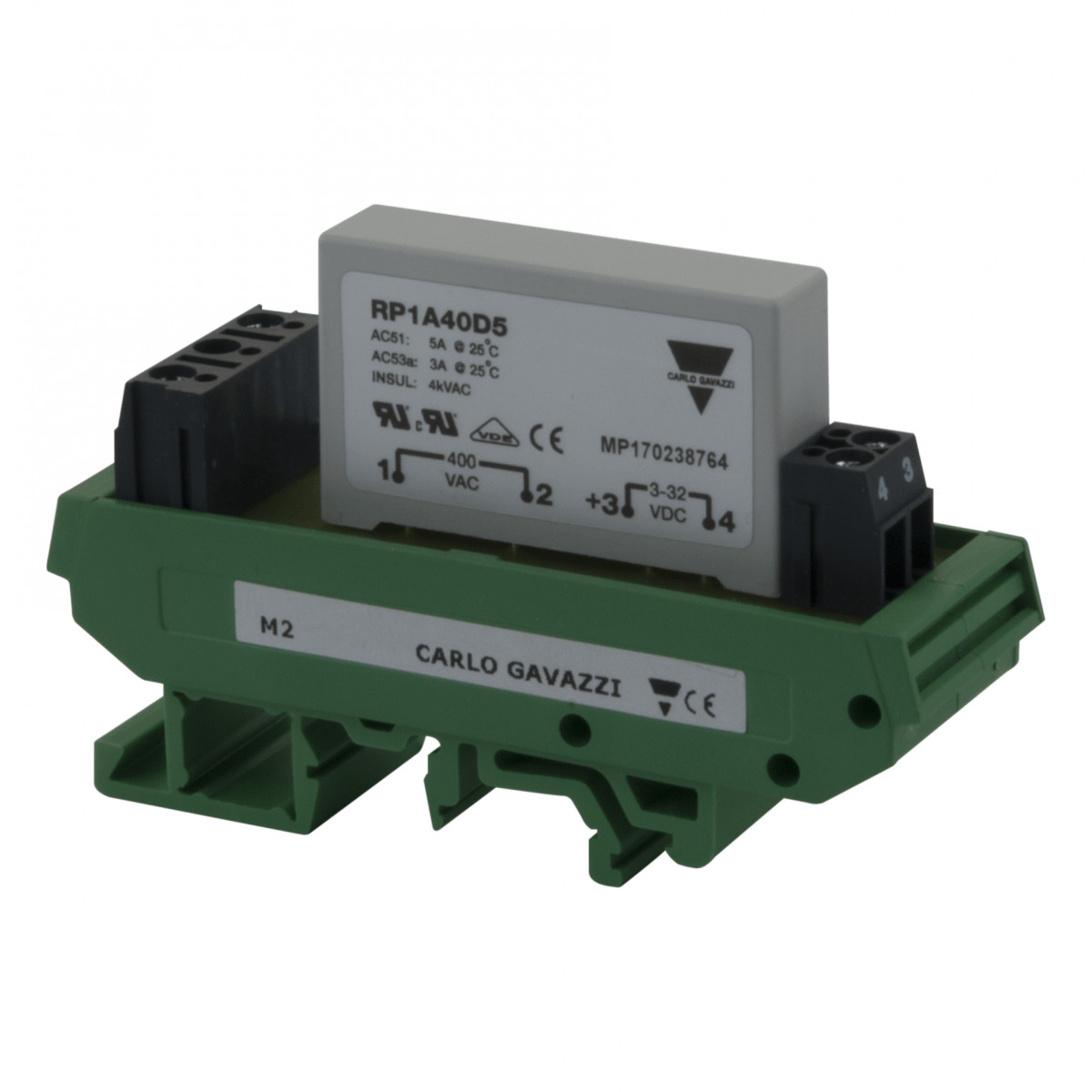 Carlo Gavazzi CG solid state relais 1-P DC din-rail mont 350vac 8adc inp 4.25-32VDC