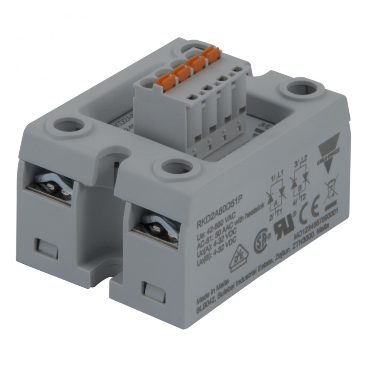 Carlo Gavazzi CG solid state relais 2-fase io 600vac 2x75aac 2xinp 4-32VDC klem