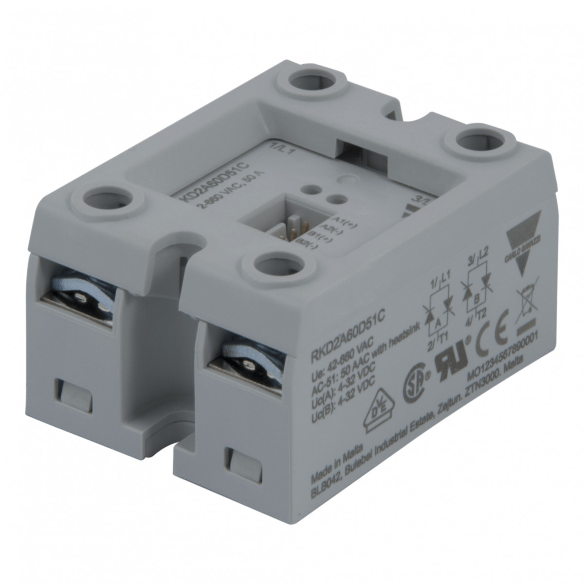 Carlo Gavazzi CG solid state relais 2-fase ZS 600vac 2x50aac 2xinp 4-32VDC conn
